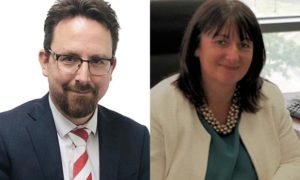 Caerphilly MS Hefin David and council Chief Executive Christina Harrhy