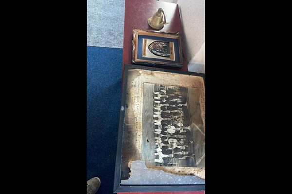 Club memorabilia salvaged from the fire