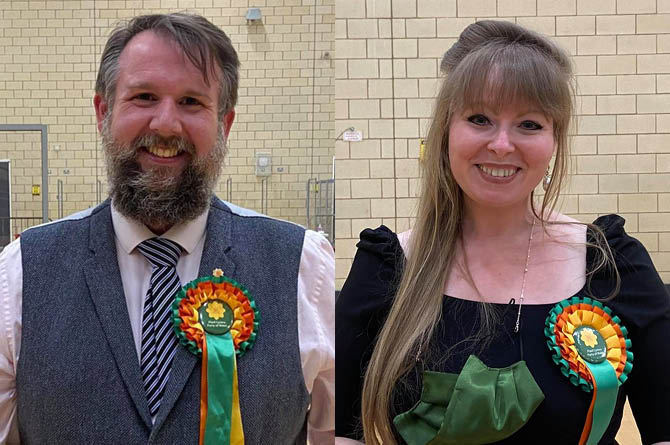 Plaid Cymru Senedd Members Peredur Owen Griffiths and Delyth Jewell