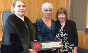 Hayley Thomas, centre, receiving her Freeman of the City of London status