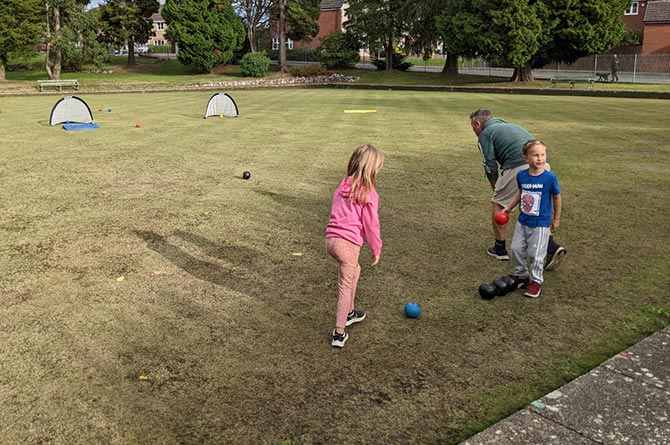 A taster session at Oakdale bowling green