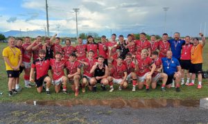Wales U19s celebrate their third-place play-off victory over Ukraine in Udine, Italy