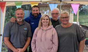 From left: Pontygwindy allotment plot holders Ross Williams, Ian Stone, Nicola Coombes, David Williams and Leanne Stone