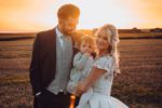 Owain James and wife Ellie on their wedding day with their daughter