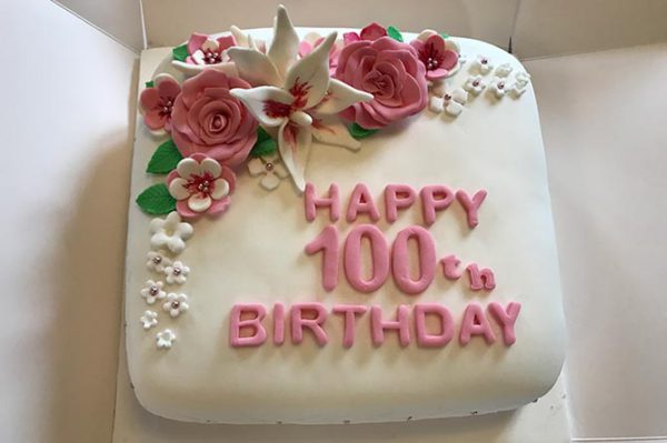 Phyllis' 100th birthday cake, made by Trethomas-based Rae's Grace Cakes