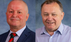 Council leader Sean Morgan, left, and Plaid Cymru group leader Lindsay Whittle
