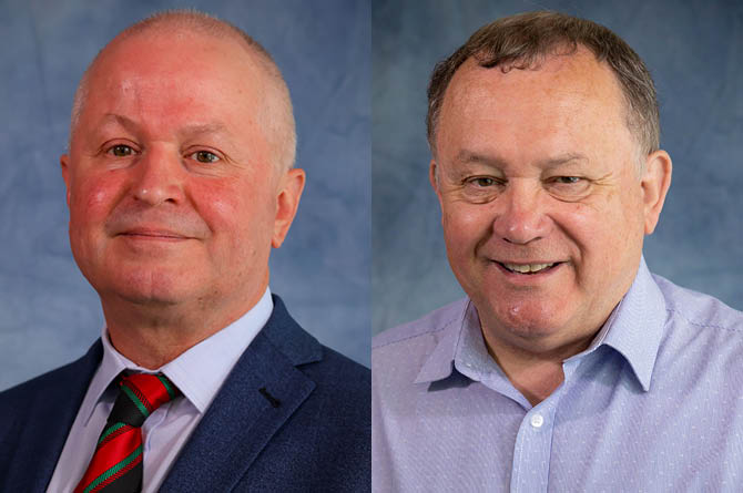 Council leader Sean Morgan, left, and Plaid Cymru group leader Lindsay Whittle