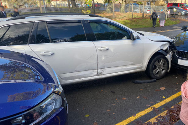 The aftermath of the collision outside Blackwood Primary School