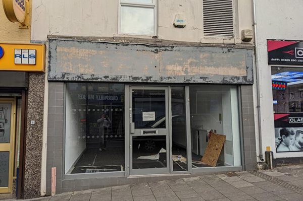 An empty shop unit on Cardiff Road, Caerphilly
