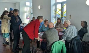 Welsh Government minister Jane Hutt during a visit to the warm hub at Caerphilly Miners' Centre