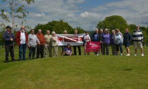 Members of Blackwood Stroke Support Group enjoying a golf outing at Bryn Meadows