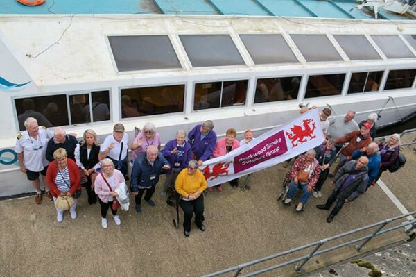 Members of Blackwood Stroke Support Group during a boat ride in Cardiff Bay