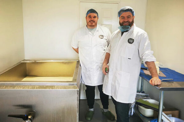 Huw Rowlands and Deian Thomas of Cwmni Caws Caerffili