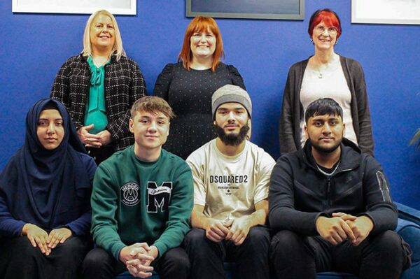 Educ8's Ann Nicholas, back centre, with Sky apprentices