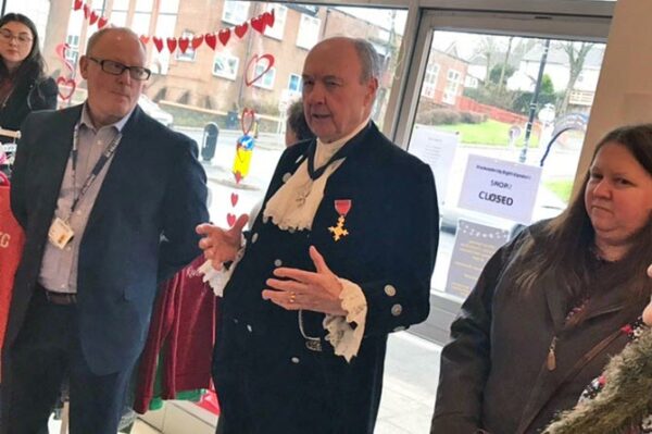High Sheriff of Gwent Malgwyn Davies at the official opening of Sight Cymru's Blackwood charity shop