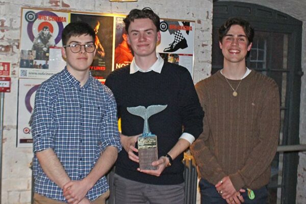 From left: Benjamin Dunks, Benjamin Phillips and Oliver Trowern with their award
