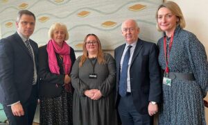 Emma Whitfield, centre, with MPs Chris Evans, Ruth Jones, Wayne David and Jessica Morden in Westminster