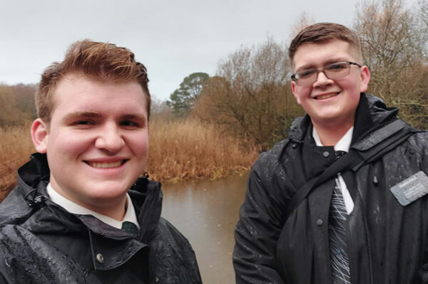 Rockwell Palmer, left, with fellow American missionary Drextin Kangas