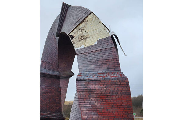 Rhymney's Twisted Chimney sculpture has been damaged by bad weather