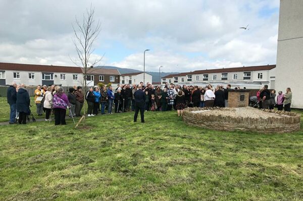 Around 100 people gathered at Maxton Park for the unveiling of the new memorial 