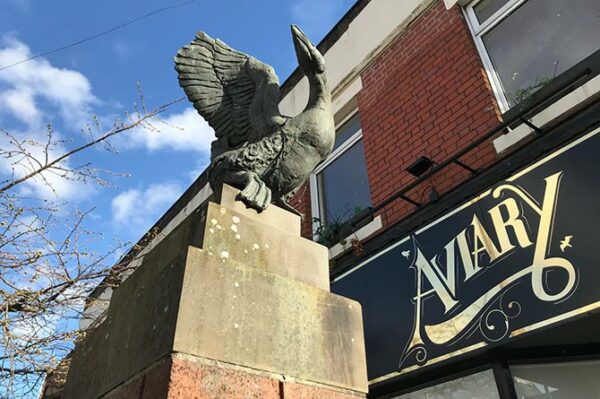 One of the geese sculptures on Windsor Square