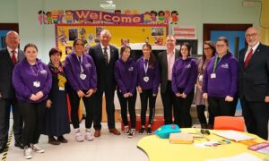 Members of South Wales Freemasons visiting a Sparkle play clubs at Caerphilly Children’s Centre