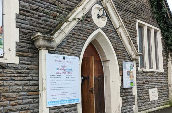 Outside of St Gwladys' Church hall in Bargoed