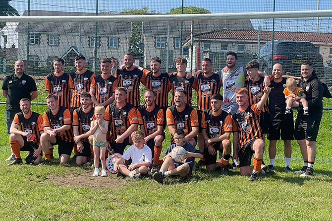 Aber Valley FC Reserves celebrating their undefeated season