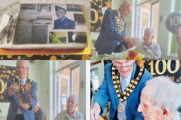 Mr Richards received a visit from Mayor Mike Adams on his 100th birthday