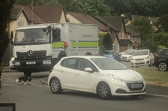 The bomb disposal unit was called to an address in Machen on Sunday