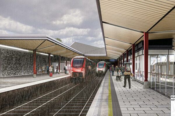 An artist’s impression of the new interchange on a rainy day