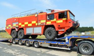 The fire engine being donated to Kharkiv Airport in eastern Ukraine