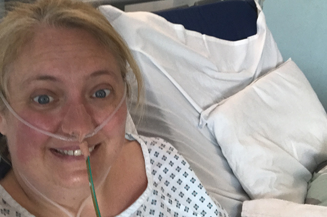 Sharon Moore during her treatment for bowel cancer