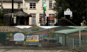 Ysgol y Lawnt, above, and Upper Rhymney Primary School