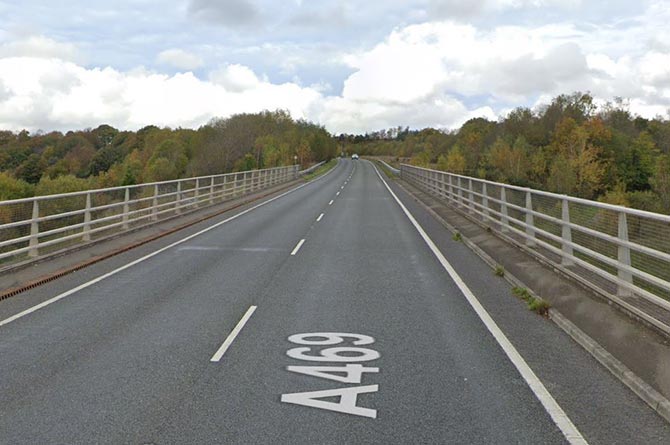 The section of the A469 going over the Rhymney River near Gilfach will be closed