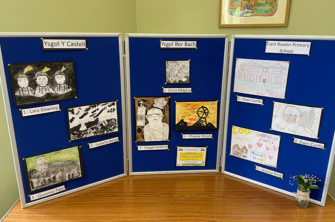 Some of the art produced by pupils in Caerphilly