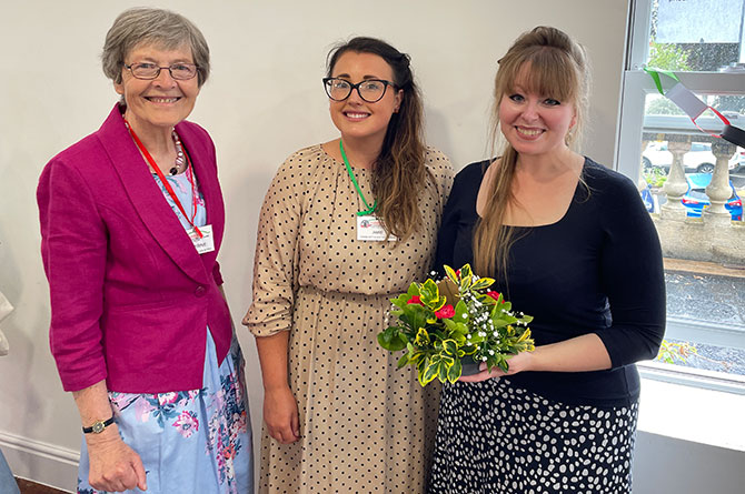 Katherine Hughes, left, youth engagement officer Amie Lock and Delyth Jewell