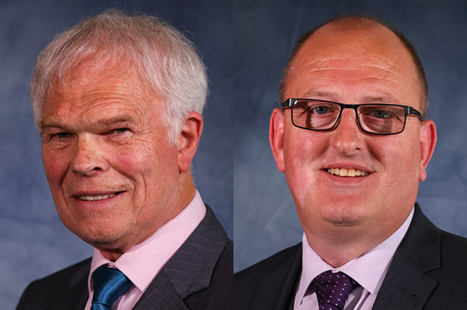 Llanbradach councillors Colin Mann, left, and Gary Enright