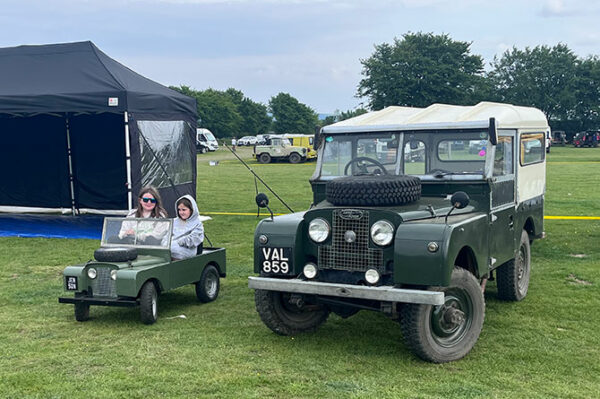 The toy Land Rover's size compared with a real Land Rover