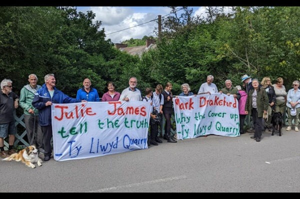 Protesters campaigning against the issues at Ty Llwyd quarry