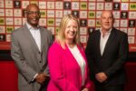 New WRU chief executive Abi Tierney with Nigel Walker, left, and Richard Collier-Keywood