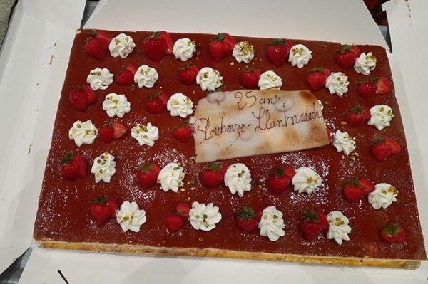 A cake was made to commemorate 25 years of the twinning arrangement