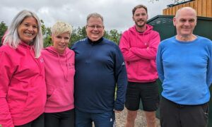 From left to right: Karen James, of Libanus Lifestyle, HCT’s Hayley Thomas, Cllr Andrew Farina-Childs, Libanus Lifestyle’s Sean James, and Cllr Nigel Dix