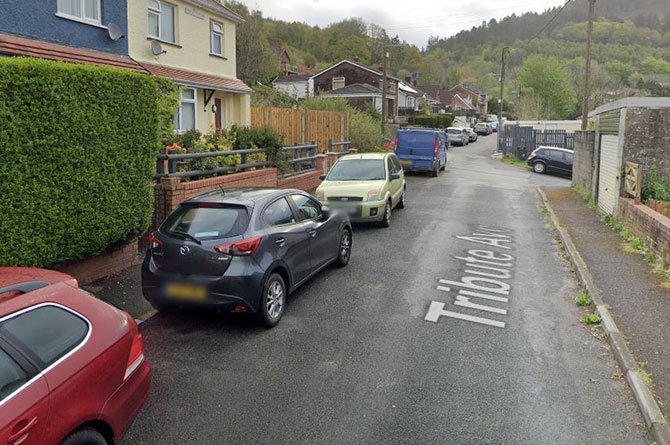 Tony Harris and his dog Dobby live on Tribute Avenue in Cwmcarn