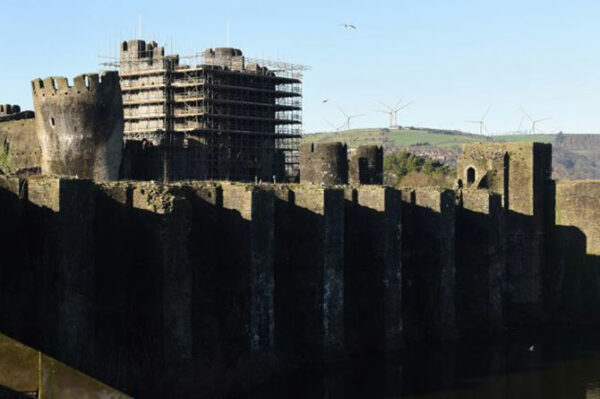 How the proposed wind farm would look from Caerphilly Castle