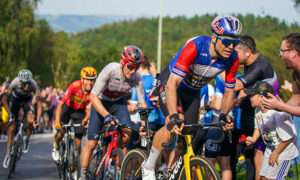 Wout van Aert on Caerphilly Mountain during the eighth stage of the 2023 Tour of Britain