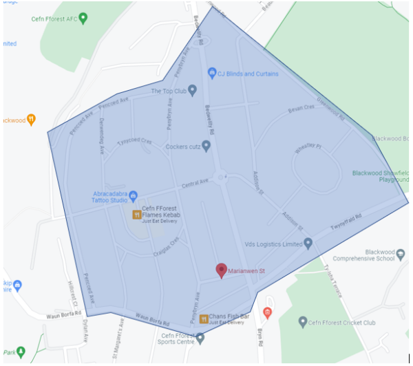 A map showing where the dispersal order is in place in Cefn Fforest