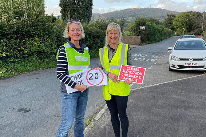Carolyne Trinick and Diane Clayton at the awareness event in Draethen