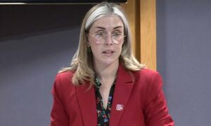 Labour MS Sarah Murphy speaking in the Senedd