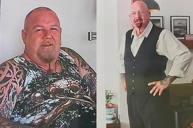 Michael Cook, before and after
his weight-loss journey